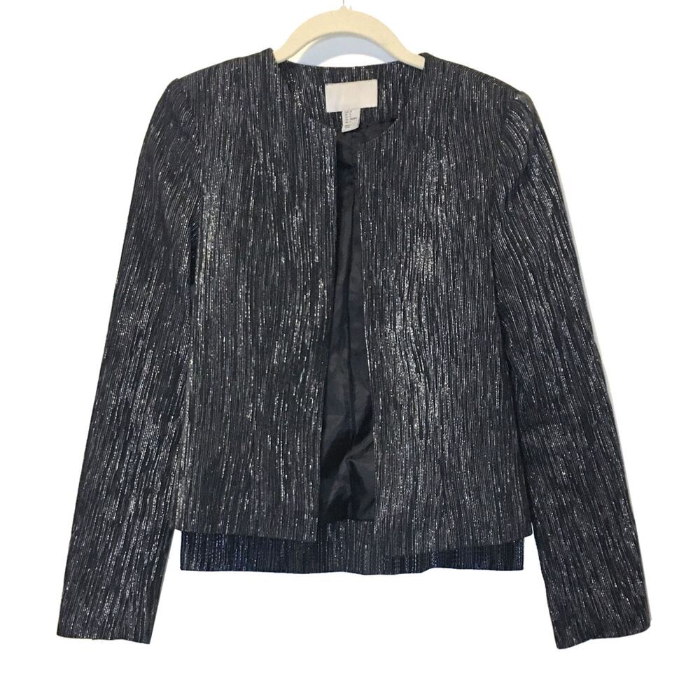 H&M Black Metallic Jacket With Sparkle - Party Wedding Cocktail Jacket - Size S